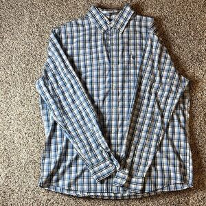 Chaps Men's Blue and White Plaid Button Down Shirt